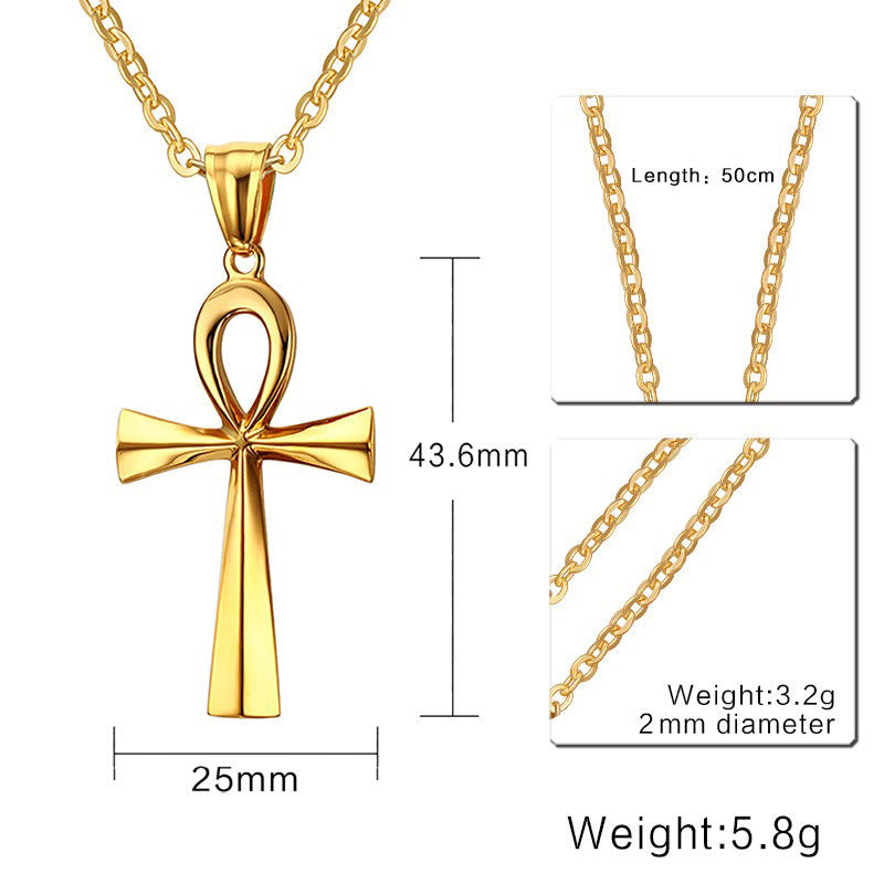 436 Titanium Steel Cross Pendant Gold Necklace