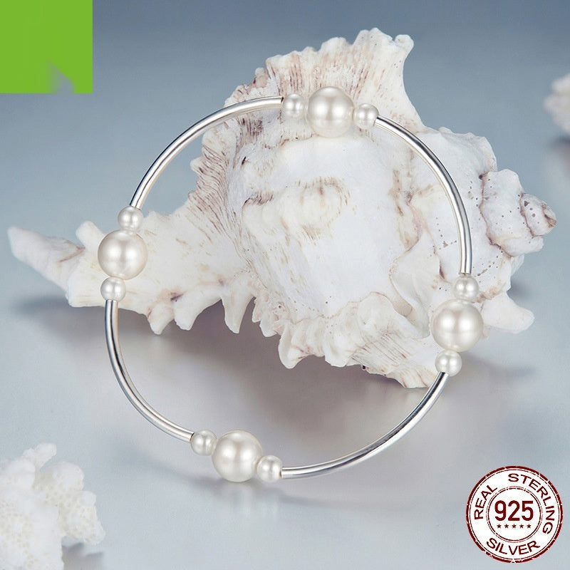 S925 Sterling Silver Shell Pearls Bracelet