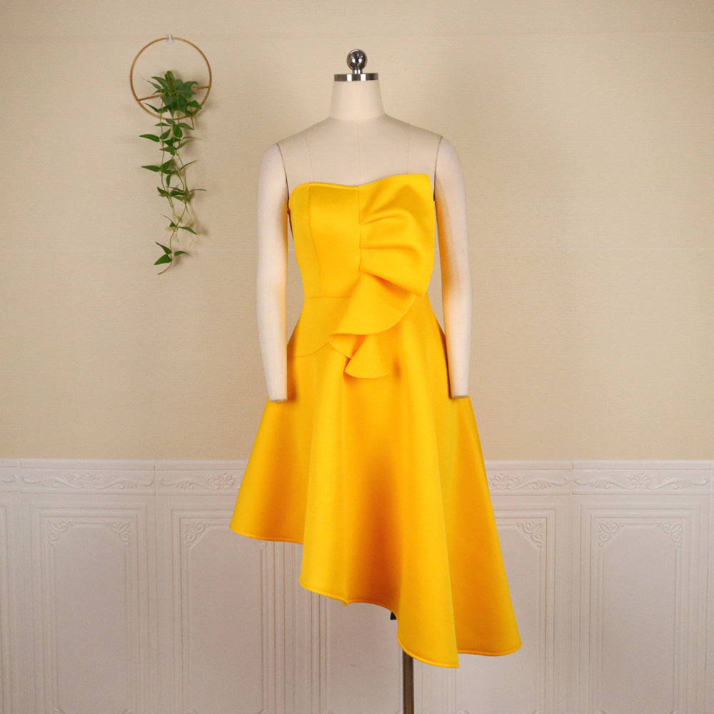 High Waist Asymmetric Hem Women''s Dress Party Dresses