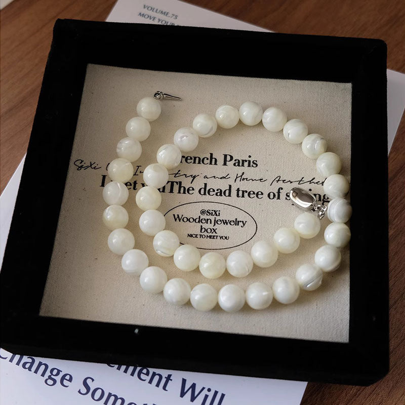 S925 Silver White Horseshoe Shell Simple Bracelet Handmade Necklace