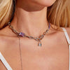 Qifu French Entry Lux Style Purple Zircon Clavicle Chain