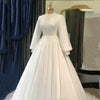 Raglan Sleeve Long Sleeve White Tutu Skirt Satin Wedding Dress