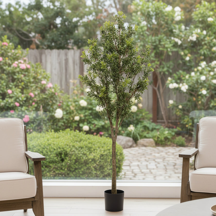 6FT Artificial Tree Indoor Decor Faux Potted Plant With Natural Look Leaves For Home Living Room Bedroom Office Easy Assembly