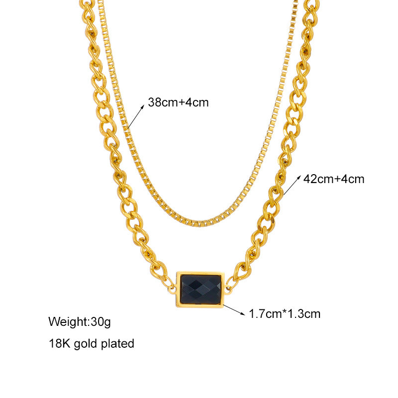 Double Titanium Steel Chain Necklace