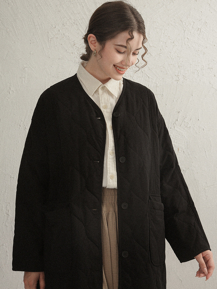 New Autumn And Winter Robe Cotton Coat Three-layer Quilted Chic Long Thick Cardigan