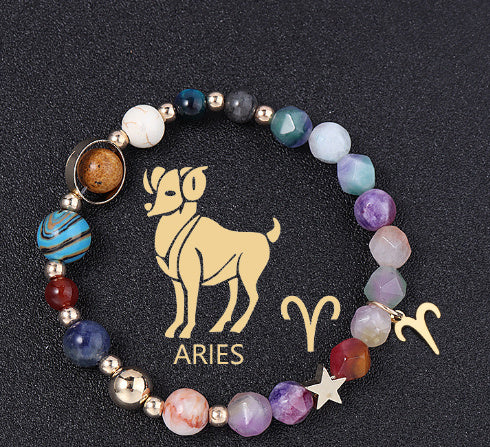 Twelve Constellation Constellation Bracelet Natural Stone Cut Color