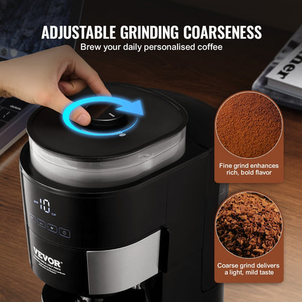 VEVOR 10-Cup Coffee Maker Drip Coffee Machine With 3 Brew Strength Control