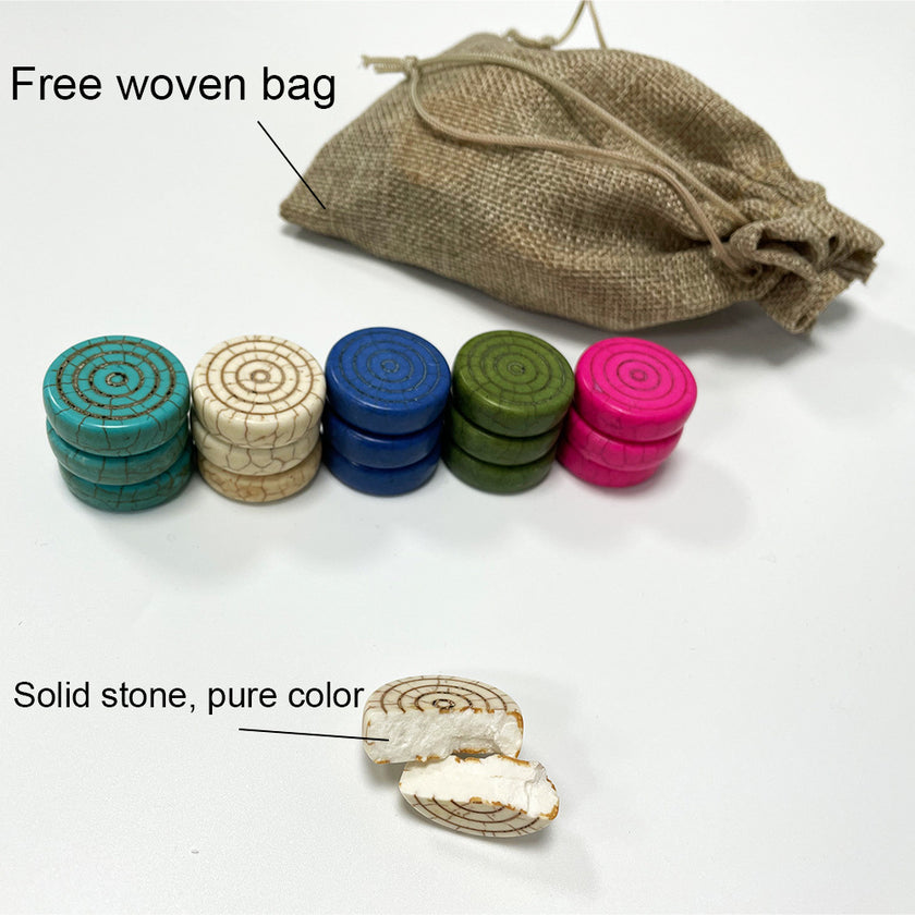 Stone Checkers Board Game With Leather