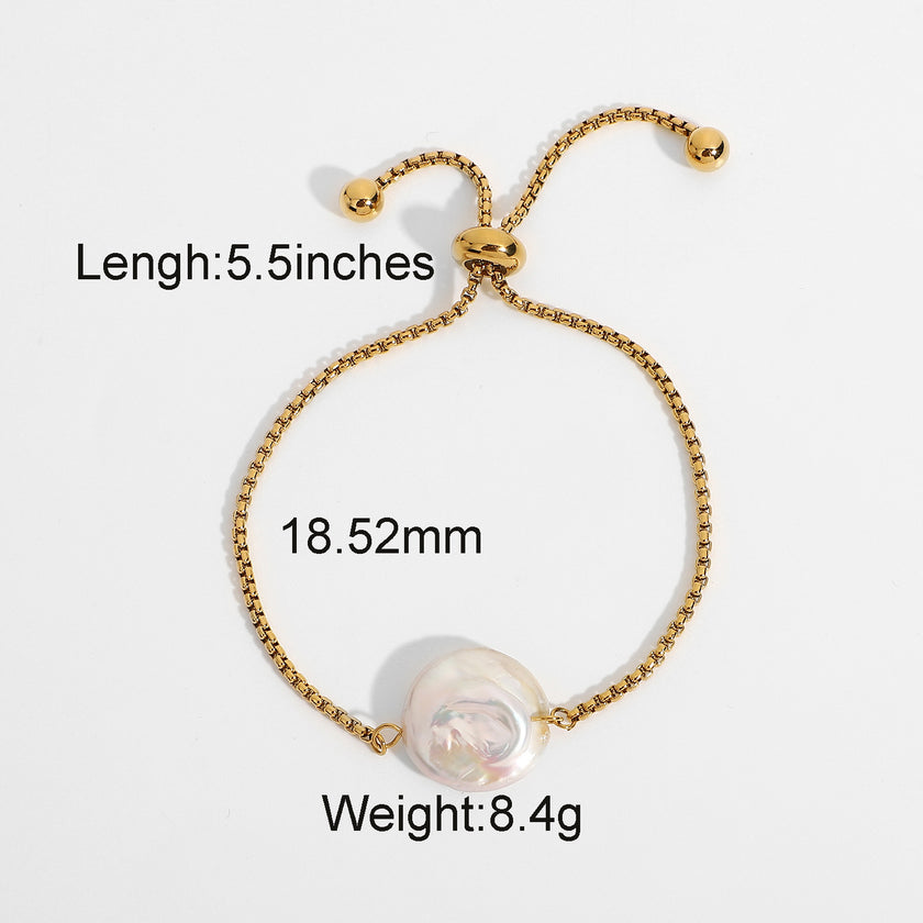 Freshwater Baroque Pearl Waterproof Jewelry Adjustable Bracelet