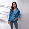 Satin Women's Satin Faux Silk Long-sleeved Shirt