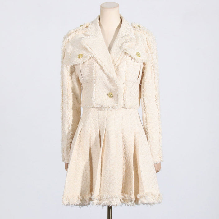 Fashion Tassel Short Jacket Skirt Two-piece Set