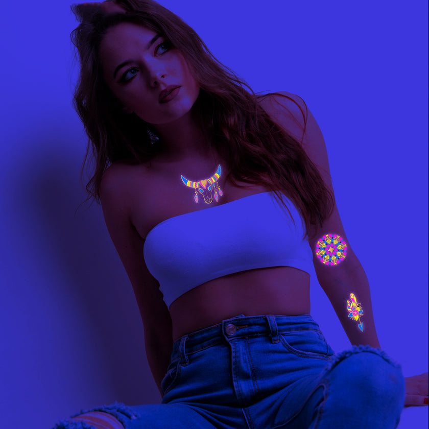 New Creative Fluorescent Bronzing Flower Arm Tattoo Stickers