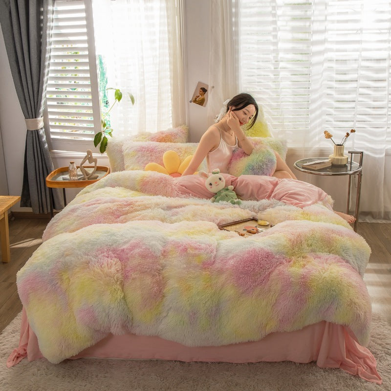 Mink Velvet Four-piece Printing Thickened Warm Bedding