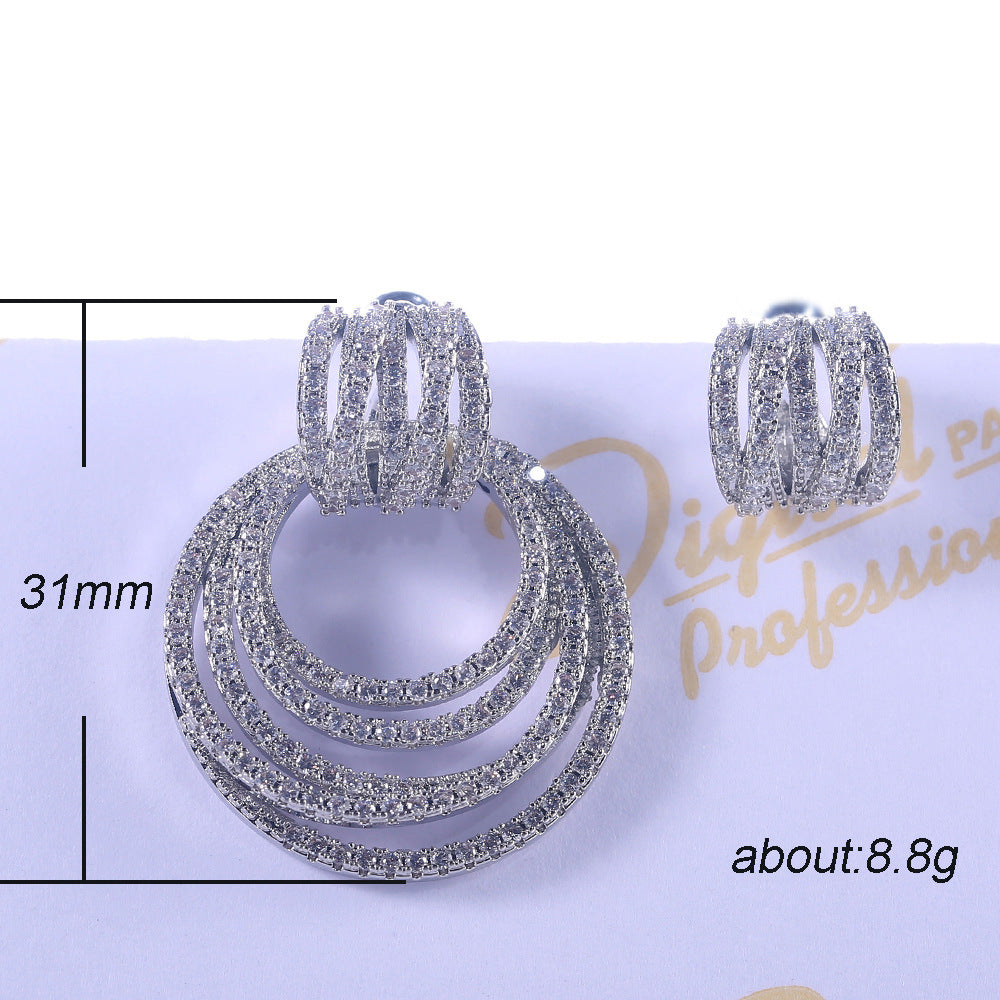 Luxury Multi-layer Round Ring Earrings Women