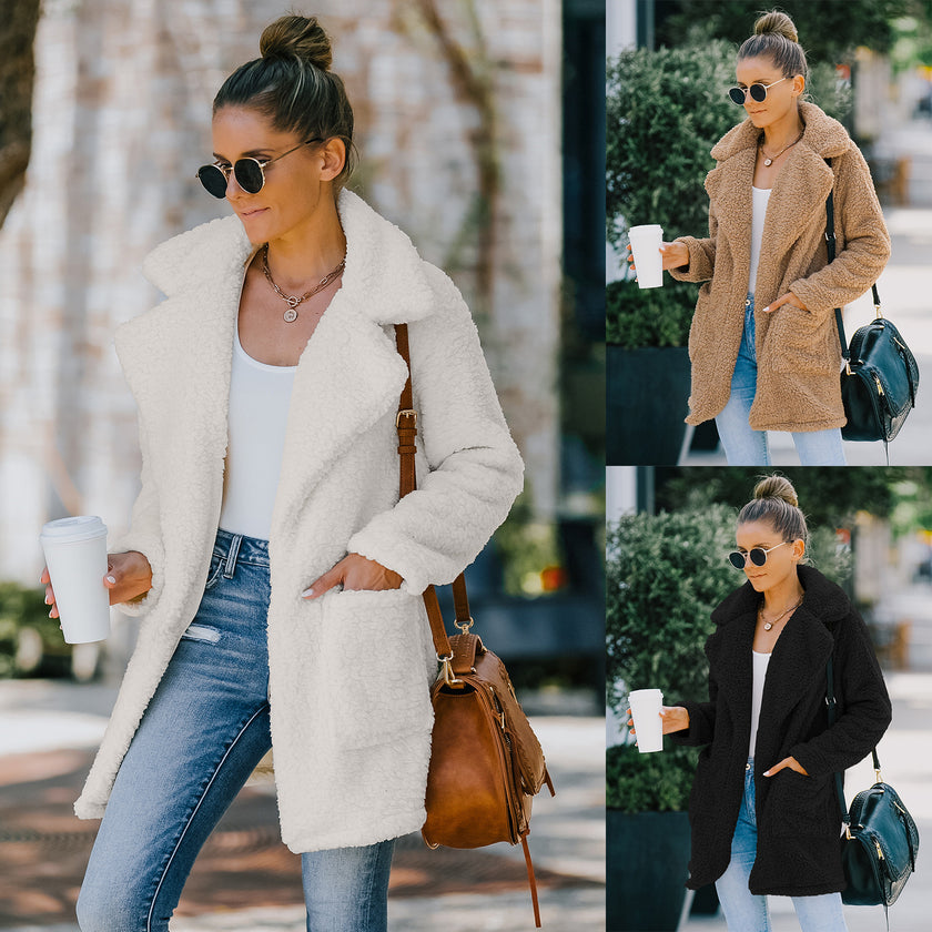 Long Plush Faux Fur Casual Women's Coat