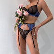 Underwear Lace Fabric Stitching Contrast Color Three-piece Set