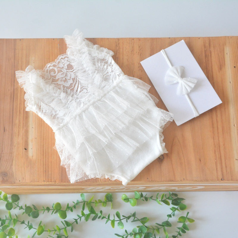 Lace Pleated Jumpsuit Newborn Baby Photography Suit