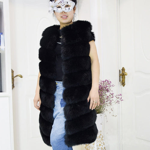 Women's Long Style Trendy Fox Fur Coat