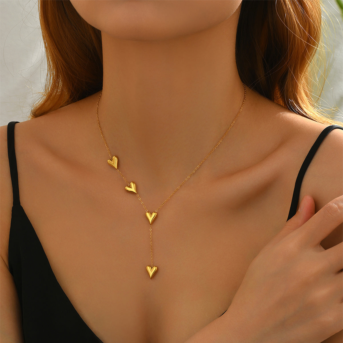 Lxalry 18K Gold Plated Heart Necklace  Recycled Stainless Steel Modern Minimalist Jewelry  Hypoallergenic   Ocean-Safe Gift For Women Wife Mom  Everyday Elegance With Golden Hour Glow