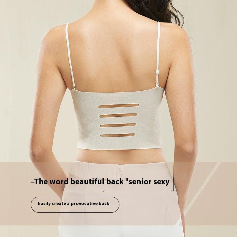 Seamless Beautiful Back Small Sling Vest For Women Underwear Padded