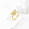 Copper Plated Real Gold Micro Inlaid Zircon Cute Little Bee Ring