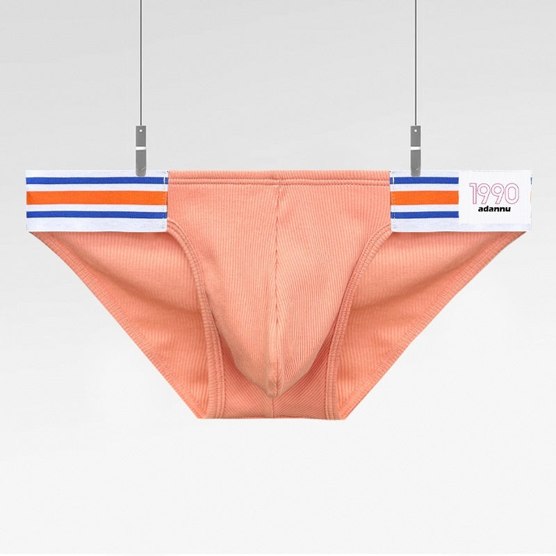 Men's Cotton Side Seam Label Low Waist Sports Hip Lifting Briefs Underwear Men