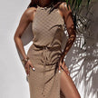 Summer New Beach Dress Women's Solid Color Knitted