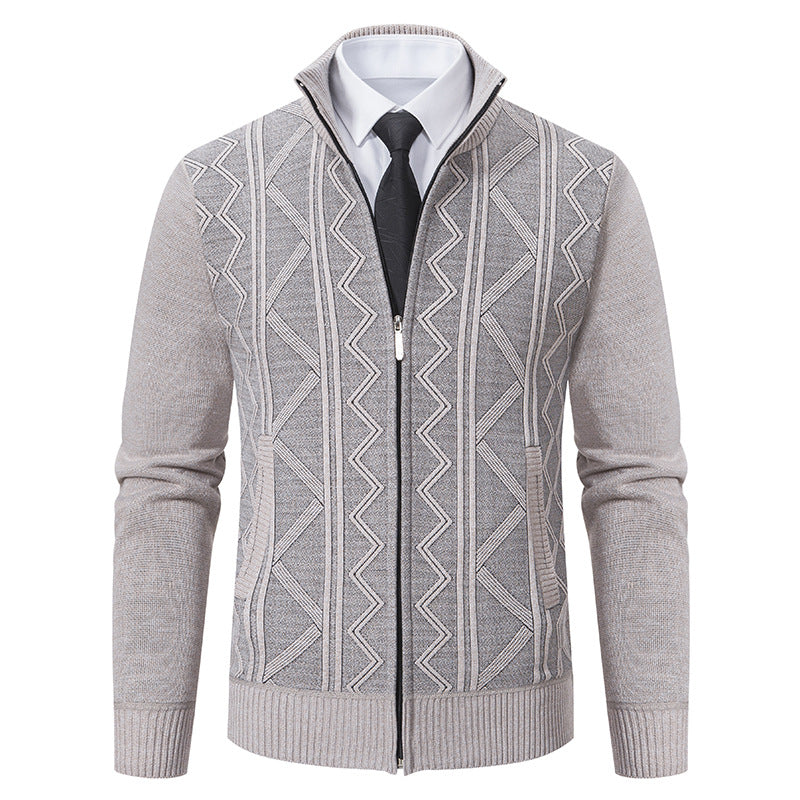 Men Woolen Sweater Men's Cardigan Coat Stand Collar