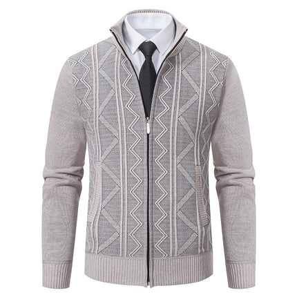 Men Woolen Sweater Men's Cardigan Coat Stand Collar