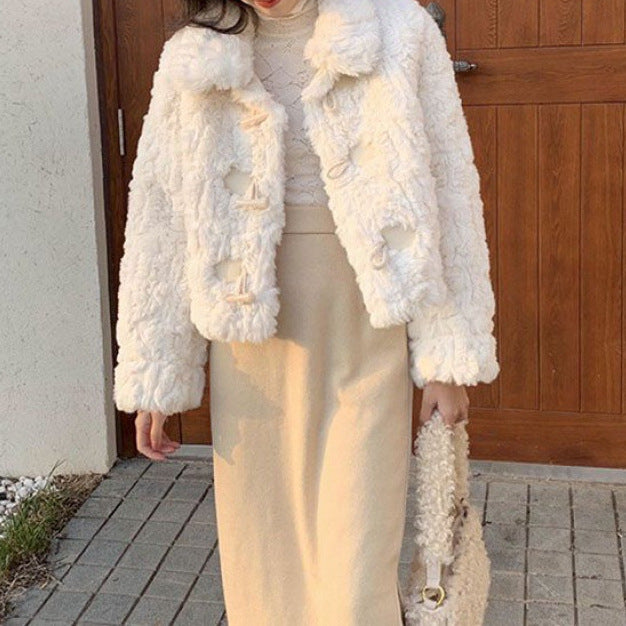 Lamb Fur Coat, Female Faux Fur, Rabbit Hair Embossed