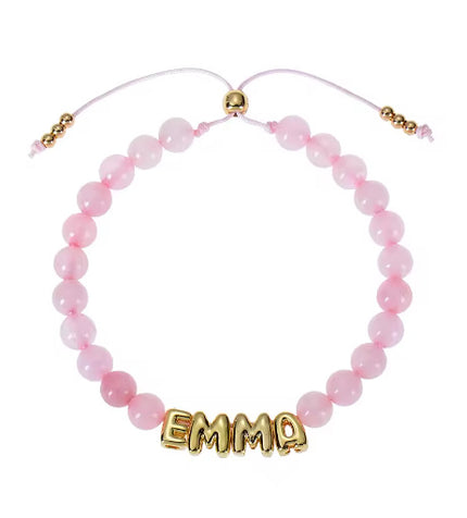 Bubble Letter Bracelet, Natural Stone Name Bracelet