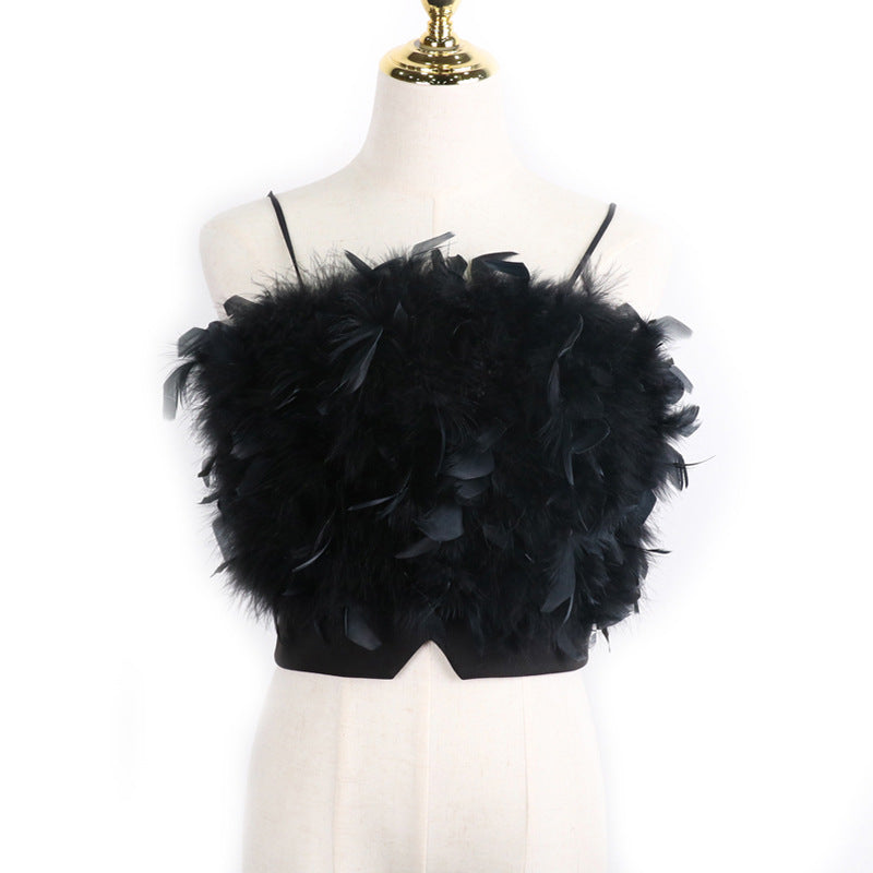 Womens Summer Petal Feather Camisole Wrapped Chest