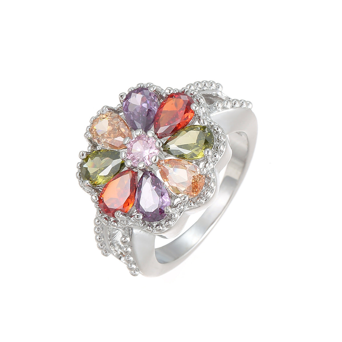 Fashion Color Zircon Ring Creative Ornament
