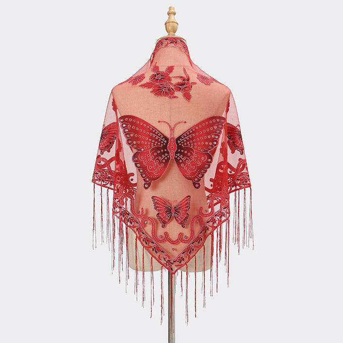 Lace Hollow-out Solid Color Triangle Women's Scarf