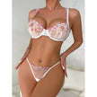 Romantic Flower Embroidered Bra Underwear Set