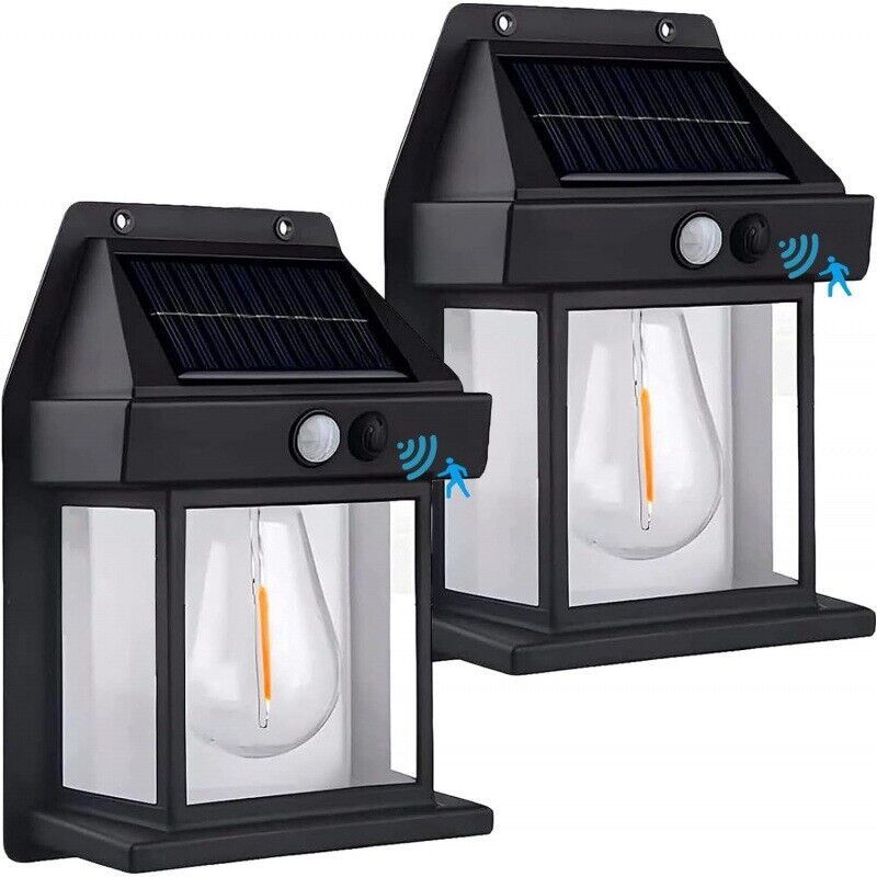 Solar Power PIR Motion Sensor Wall Lights LED Outdoor Garden Security Lamp UK