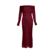 New Fashionable Elegant Socialite Style Off-shoulder Lace Dress Women