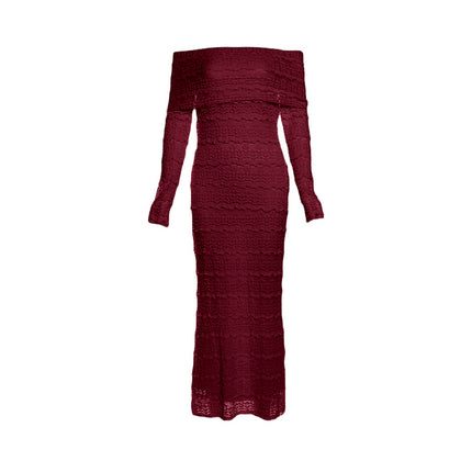 New Fashionable Elegant Socialite Style Off-shoulder Lace Dress Women