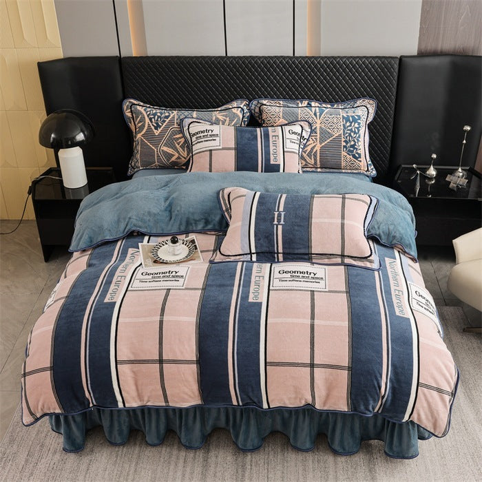 New Milk Fiber Printed Four-piece Bedding Set