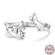 Frolic Cat Argent Pur Open Ring For Women