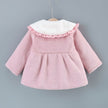 Girl's Sweet Flip Children's Clothing Bow Korean Style Solid Color Cotton Coat