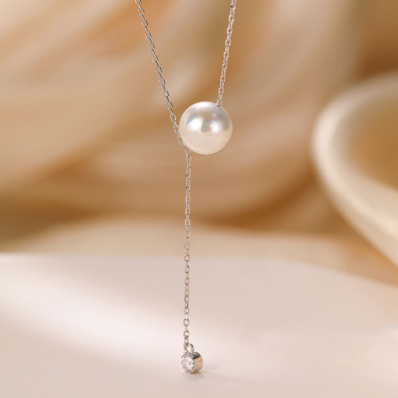 S925 Sterling Silver Pearl Tassel Necklace For Women