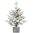 2FT 3FT 4.5FT 6.5FT Pre-lit Potted Flocked Christmas Tree, Snow Frosted Mini Tabletop Artificial Christmas Tree With LED Lights And PE & PVC Branch Tips For Front Door, Porch, Indoor And Outdoor