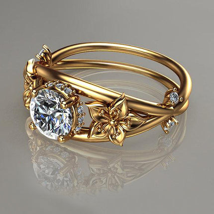 Jewelry Diamond Ring Creative Flower Jewelry Women
