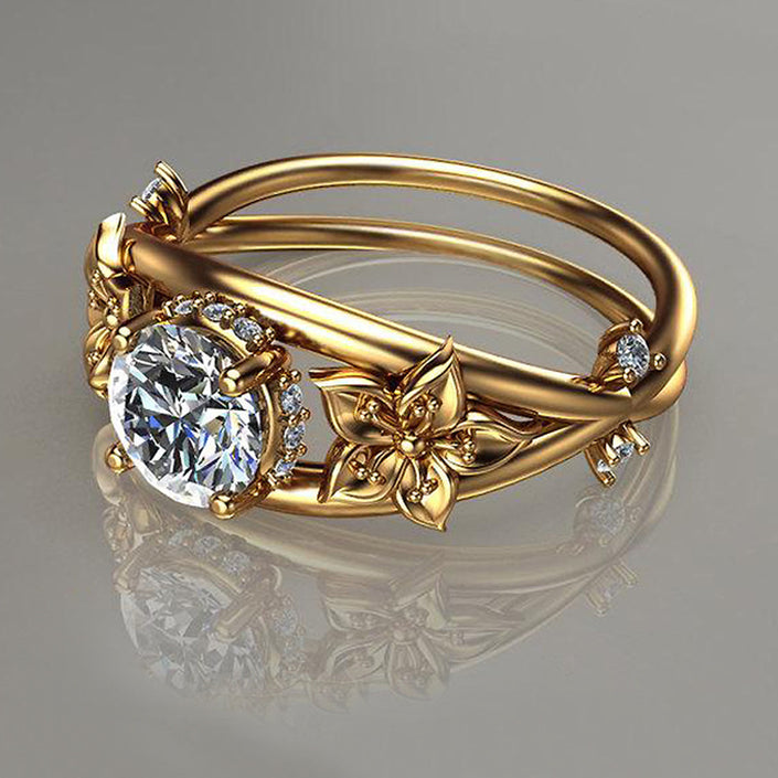 Jewelry Diamond Ring Creative Flower Jewelry Women