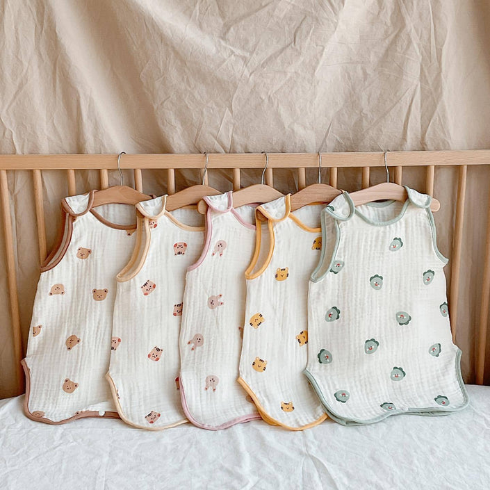 Cotton Gauze Sleeping Bag Sleeveless Vest New Child Anti-kick Quilt