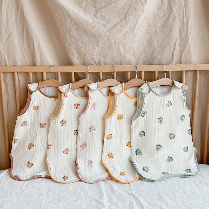 Cotton Gauze Sleeping Bag Sleeveless Vest New Child Anti-kick Quilt