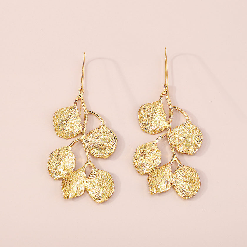 2025 Earring Necklace Luxury Metal Leaf Earrings Choker For Women Personality Jewelry Gift