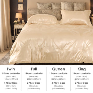 Luxurious Satin Microfiber Bedding Set Double-sided Jacquard Pattern, Italian Style Gold Ultra-shine Quilt Cover Three-piece Set, Super Soft King-size Quilt Cover With Pillowcase, Machine Washable, OK