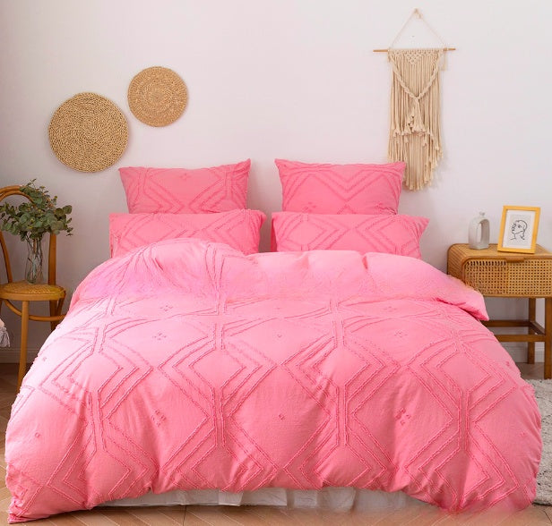 Bedding Bedding Craft Solid Color Cut Flower Square Shape Three-piece Home Textile Set